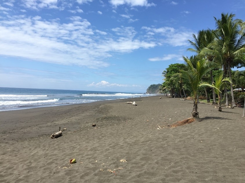 Plage sable noir Playa hermosa surf